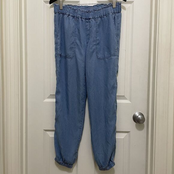 Love Tree Pull On Jogger Pants Elastic Waist Chambray Tencel Women’s Medium - Picture 1 of 8